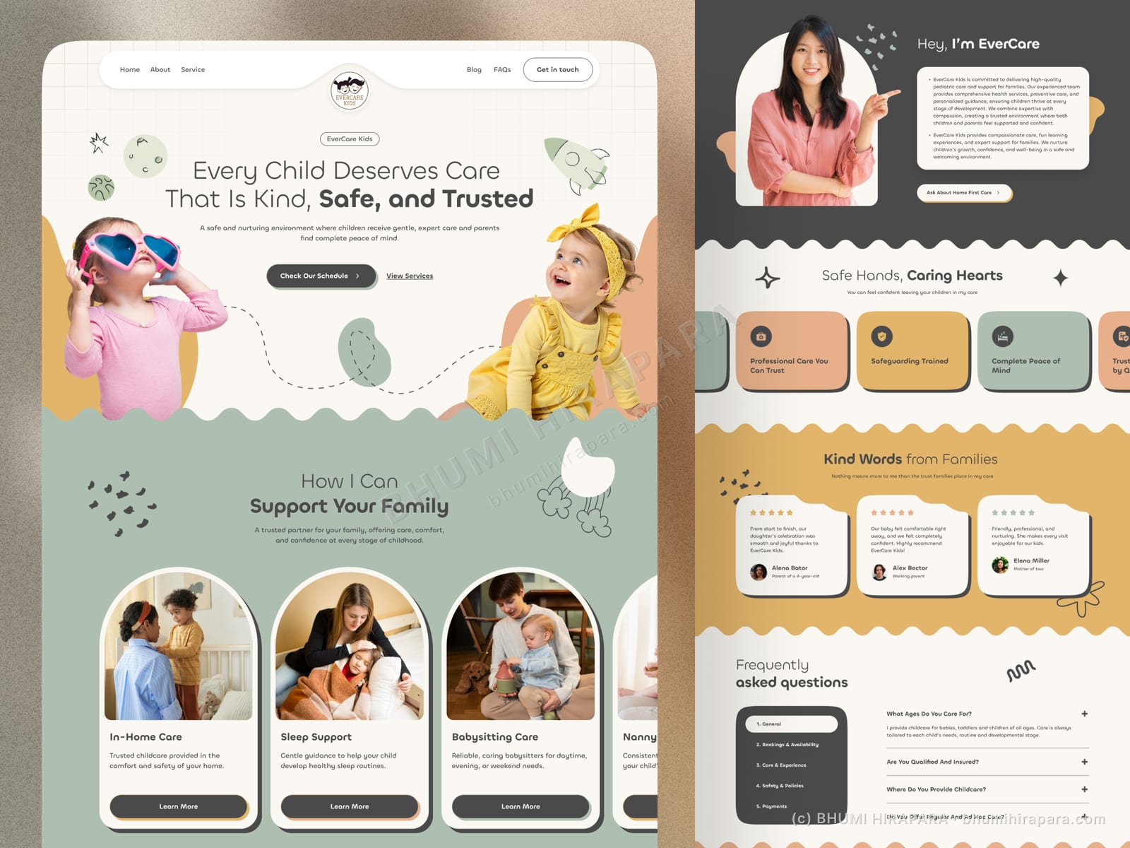 Evercare Kids website - introduction and overview section