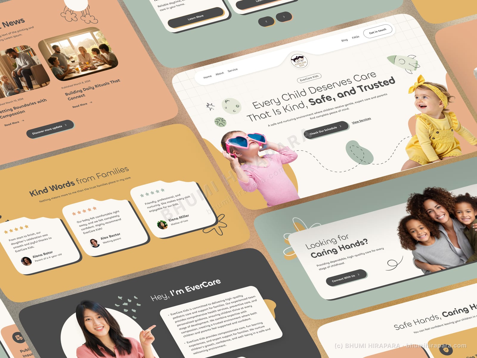 Evercare Kids website - services and features section
