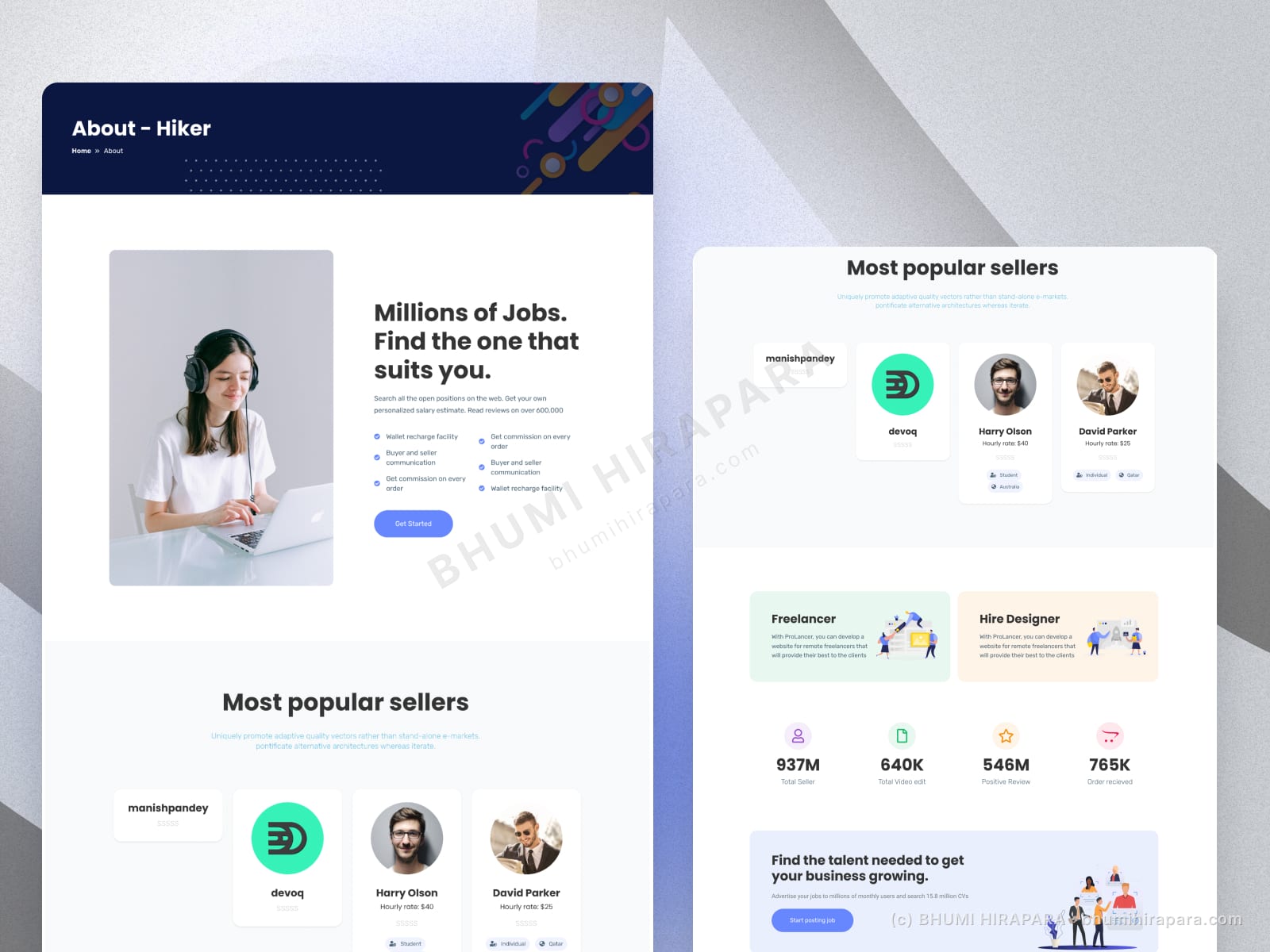 Hiker website - introduction and overview section