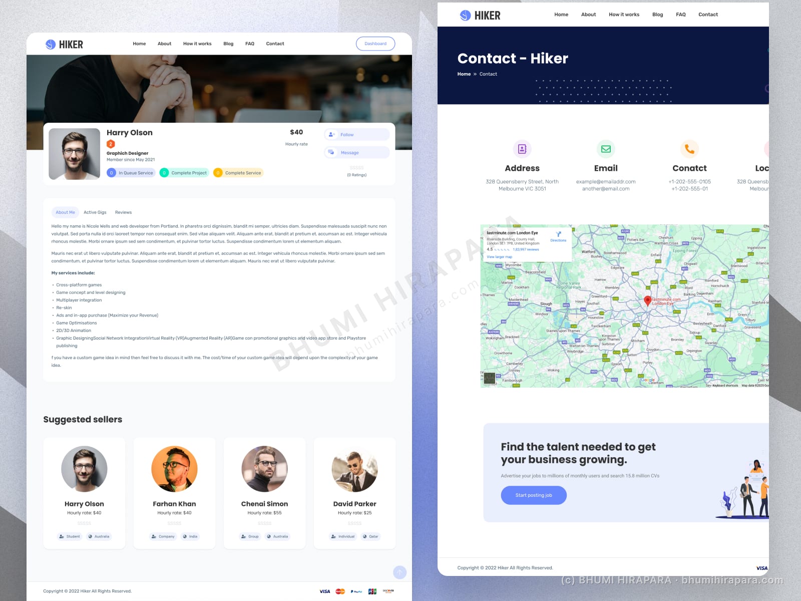 Hiker website - testimonials and social proof section