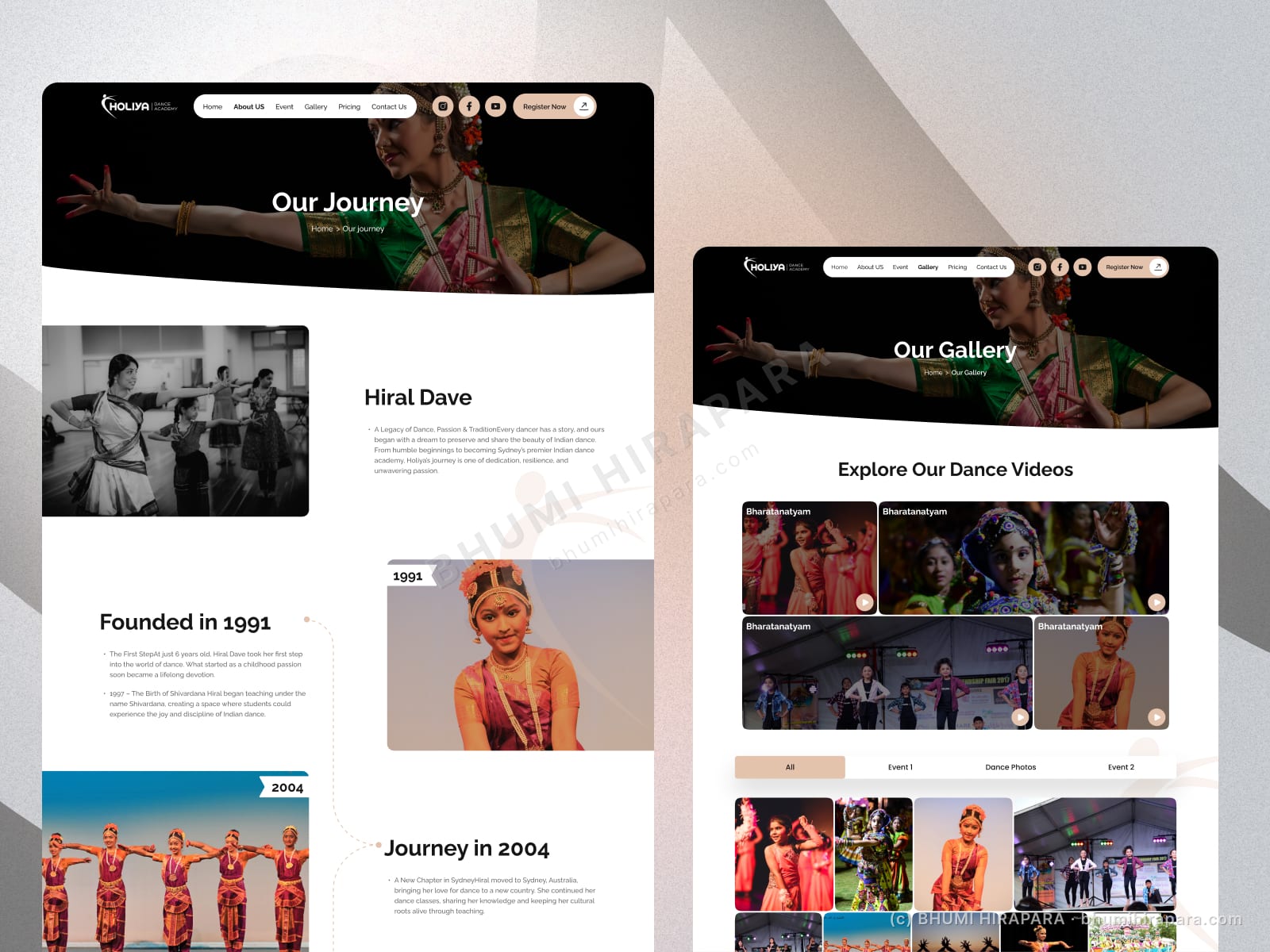Holiya website - introduction and overview section