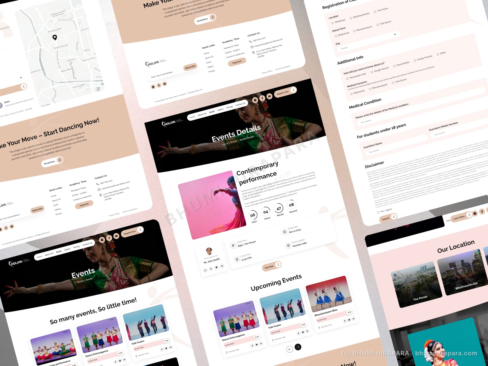 Holiya website - services and features section