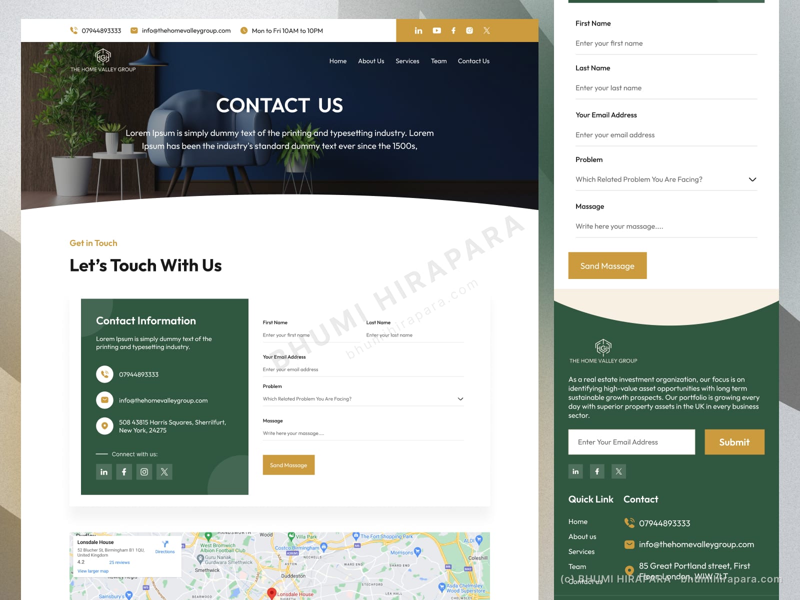 The Home Valley Group website - testimonials and social proof section