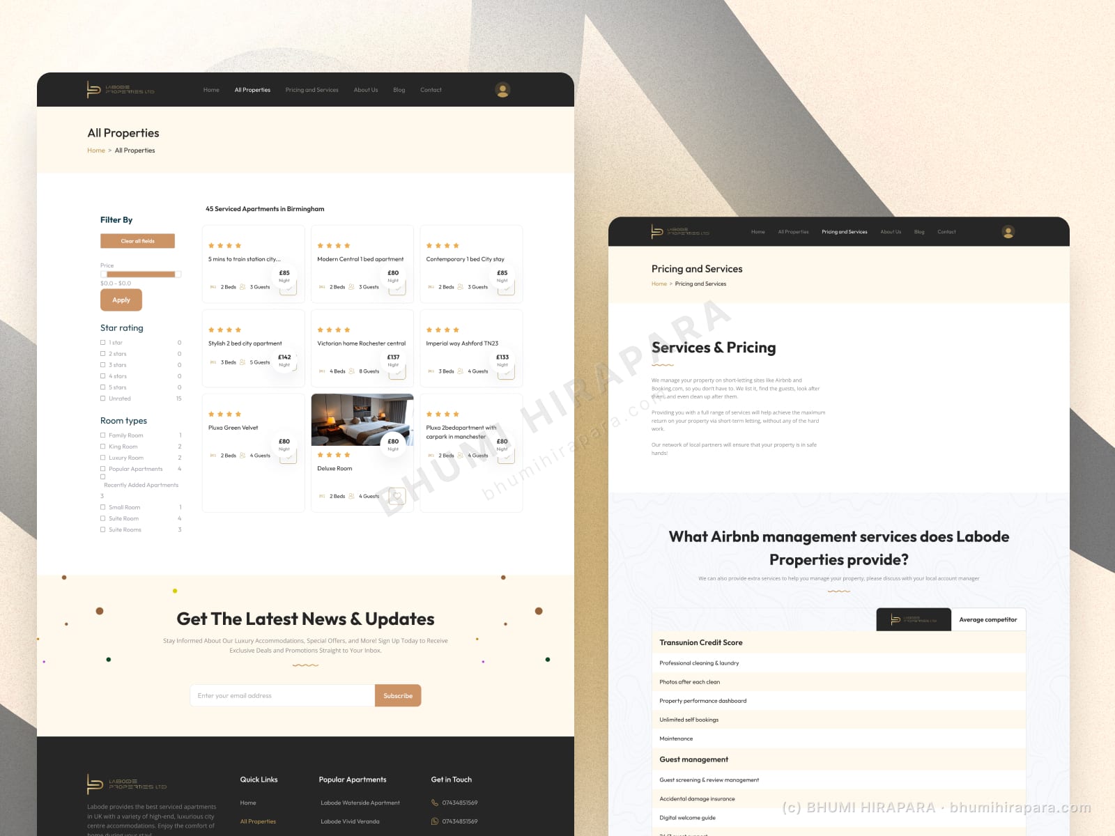 Labode Property website - introduction and overview section