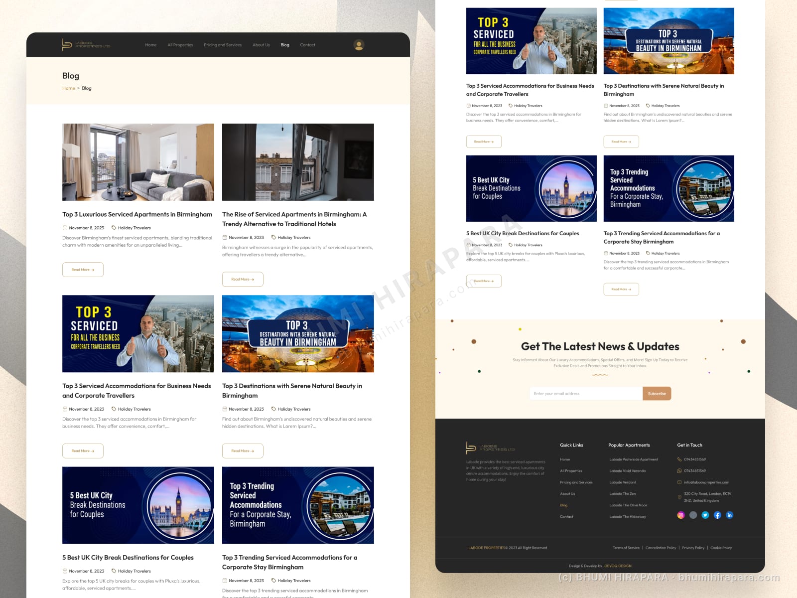 Labode Property website - testimonials and social proof section