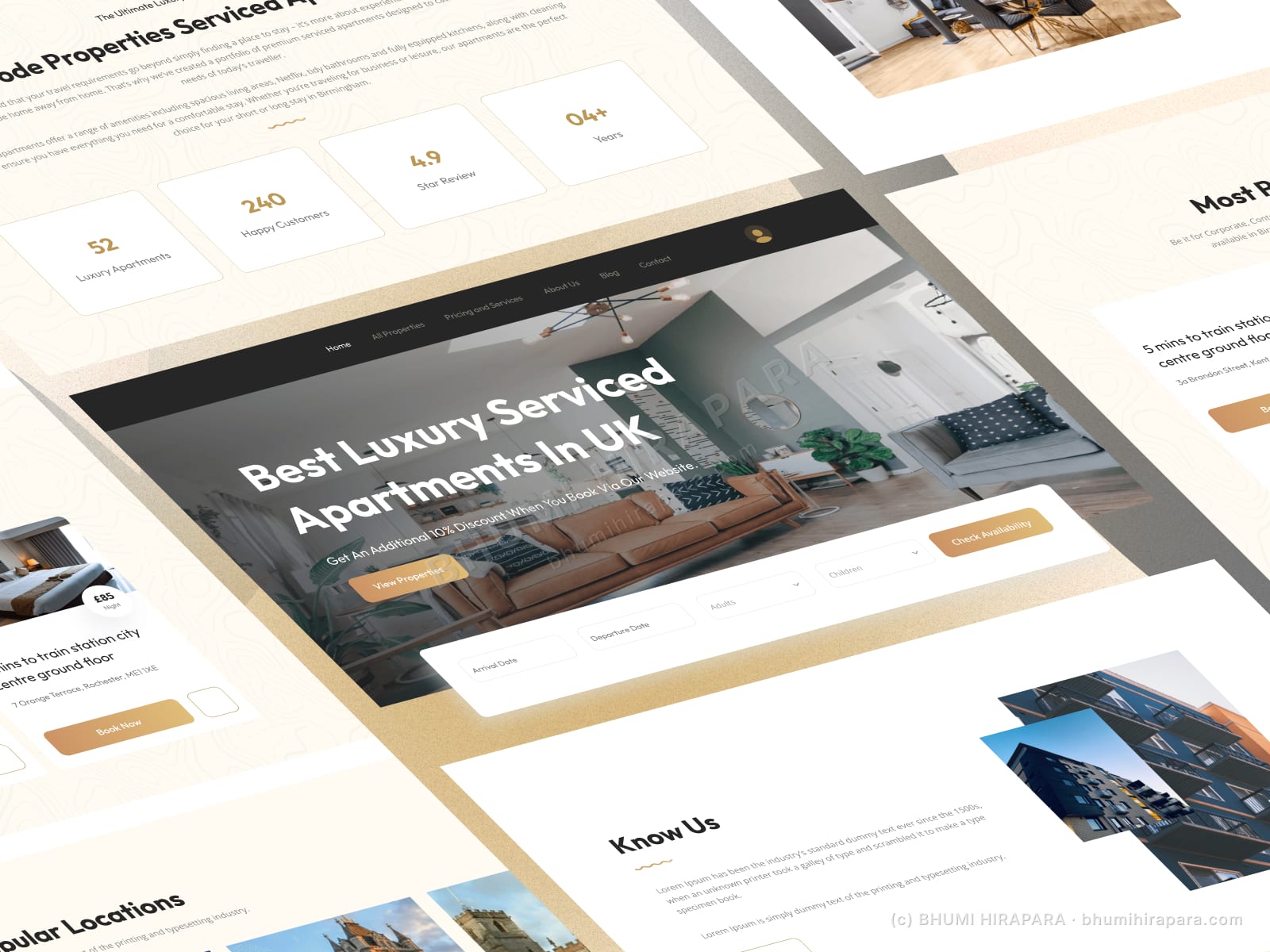 Labode Property website - contact and footer section
