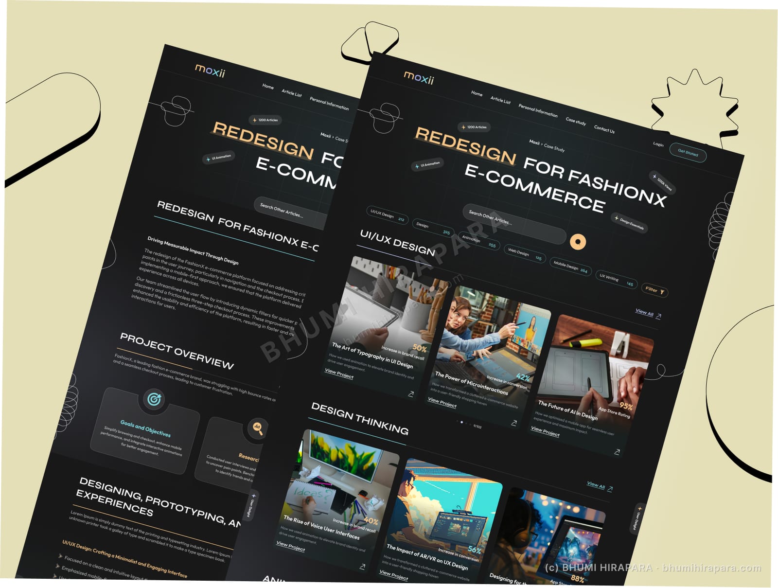 Moxii website - services and features section