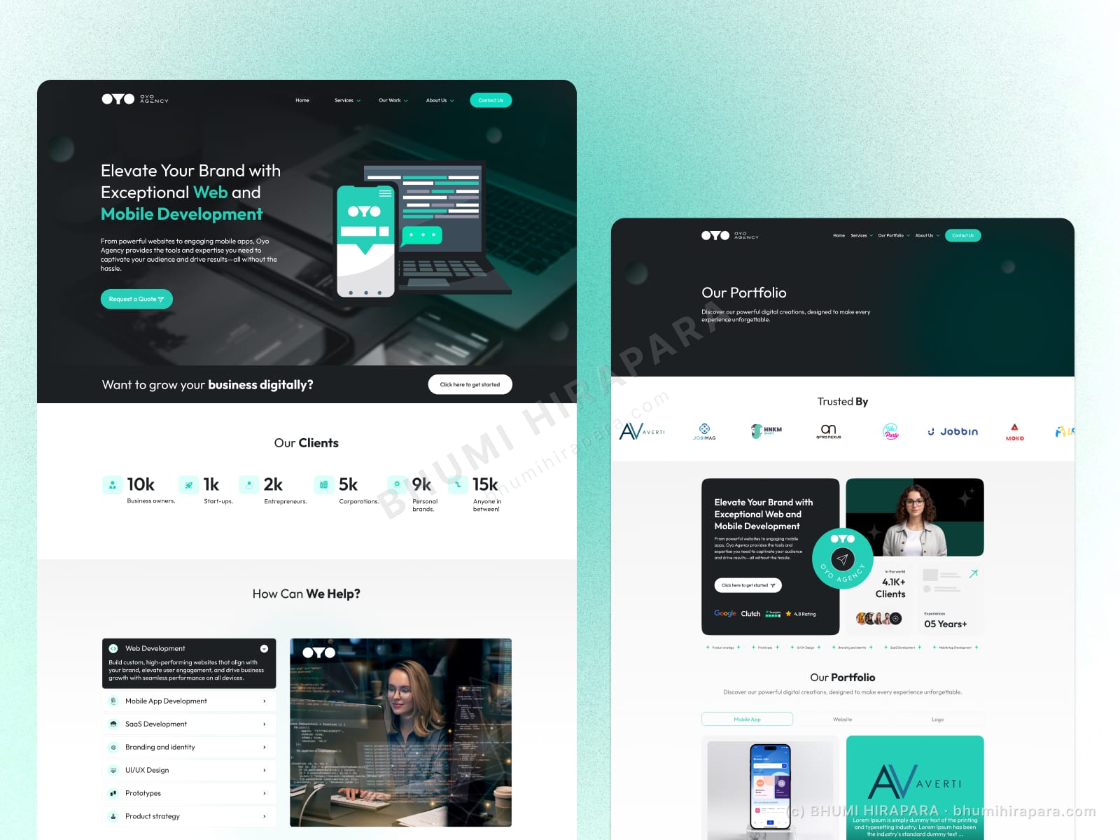 Oyo Agency website - introduction and overview section