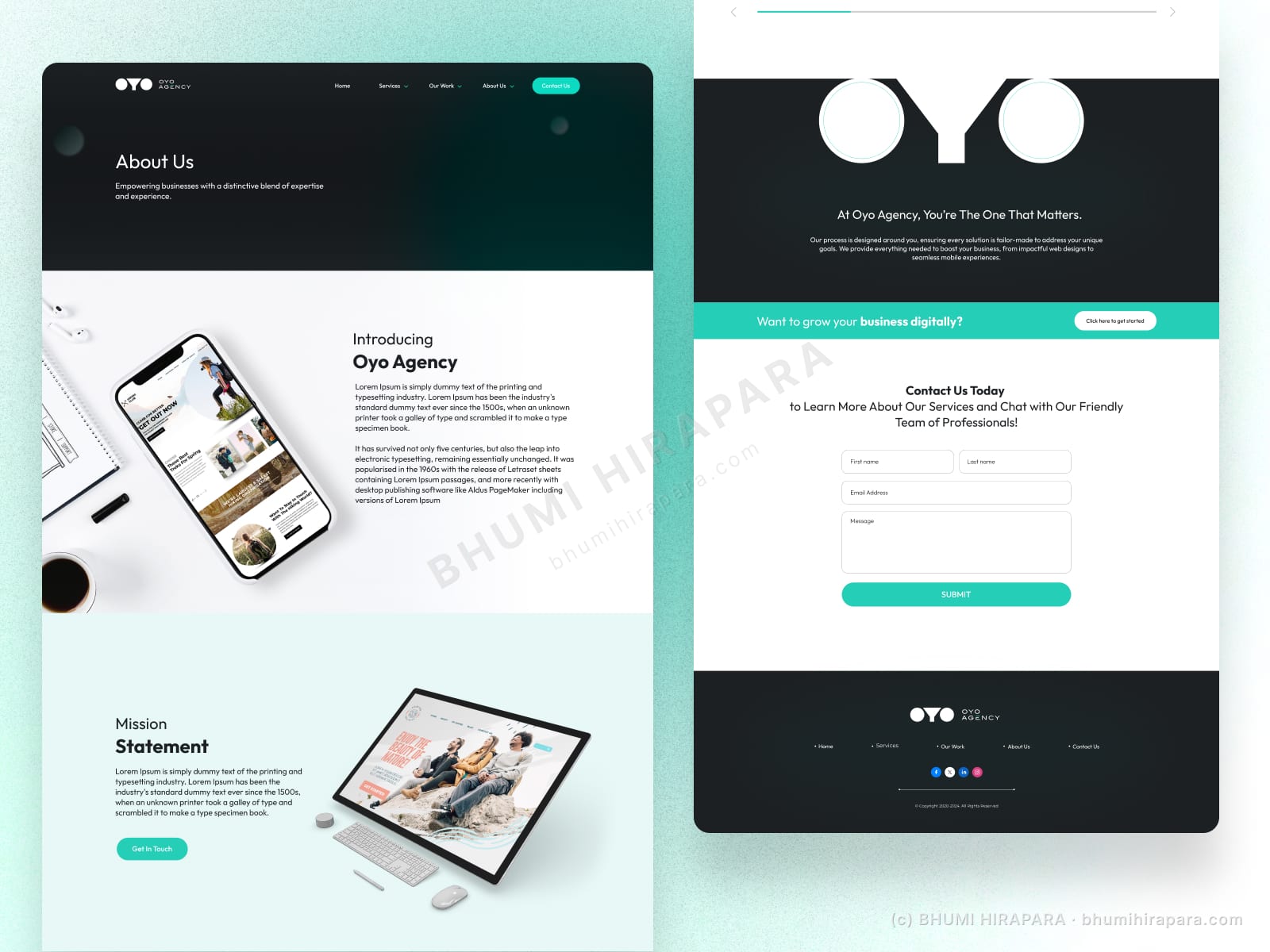 Oyo Agency website - highlights and content section