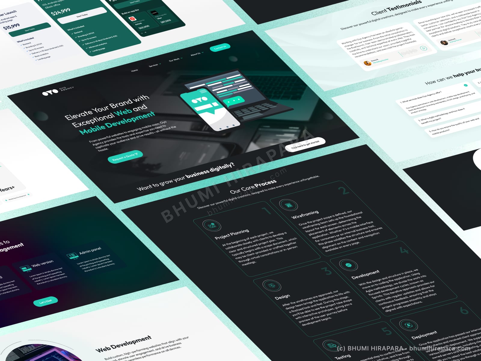 Oyo Agency website - contact and footer section