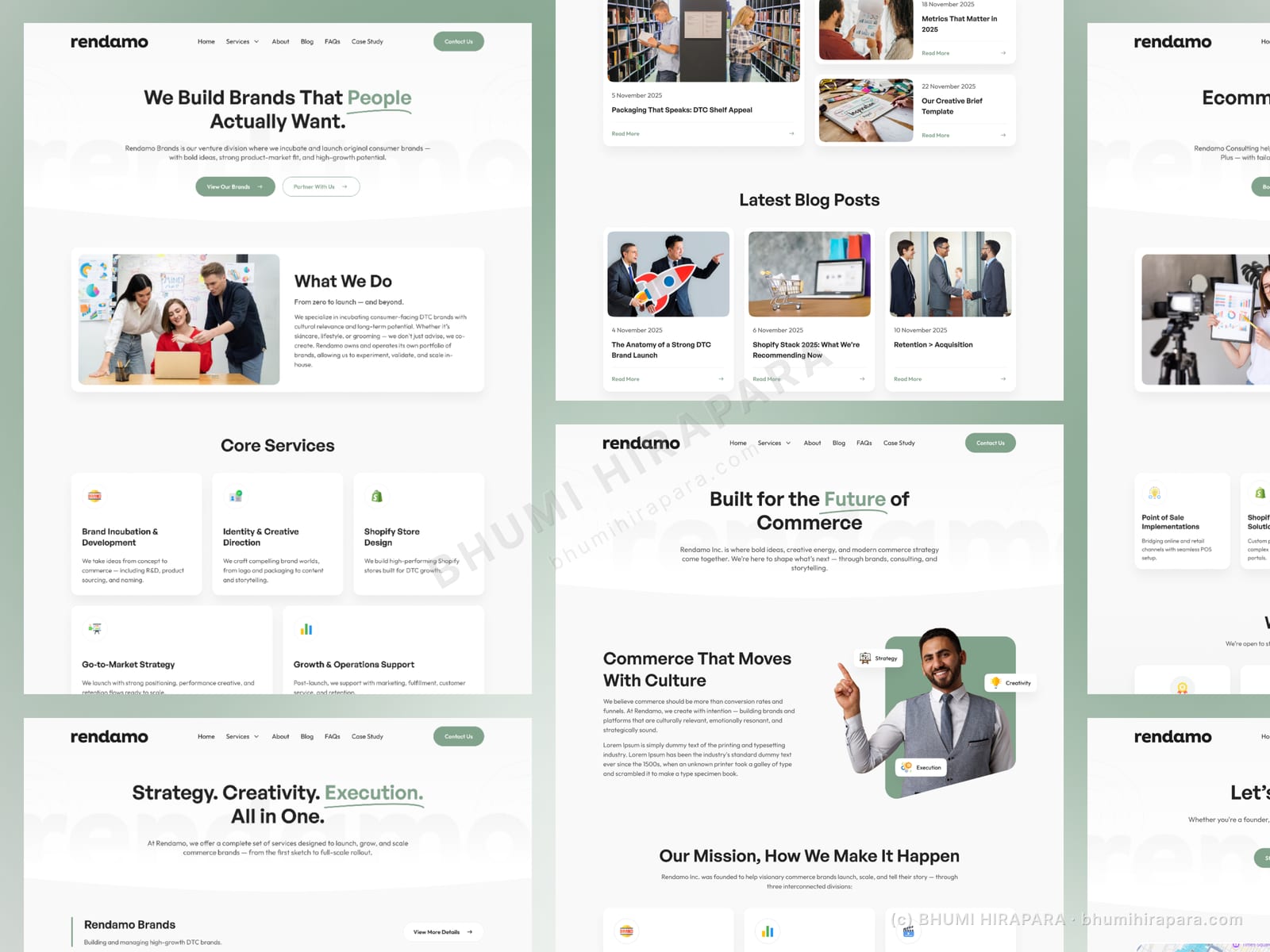 Rendamo website - services and features section