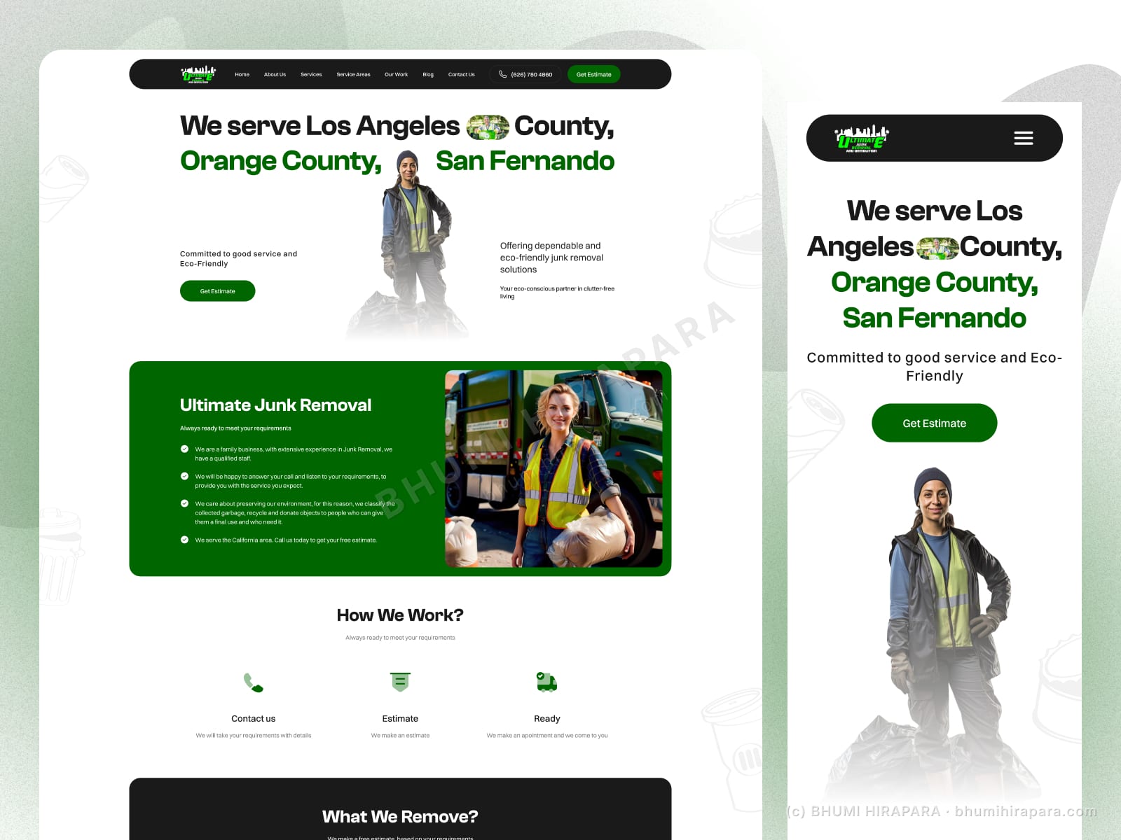 Ultimate Junk Removal website - introduction and overview section