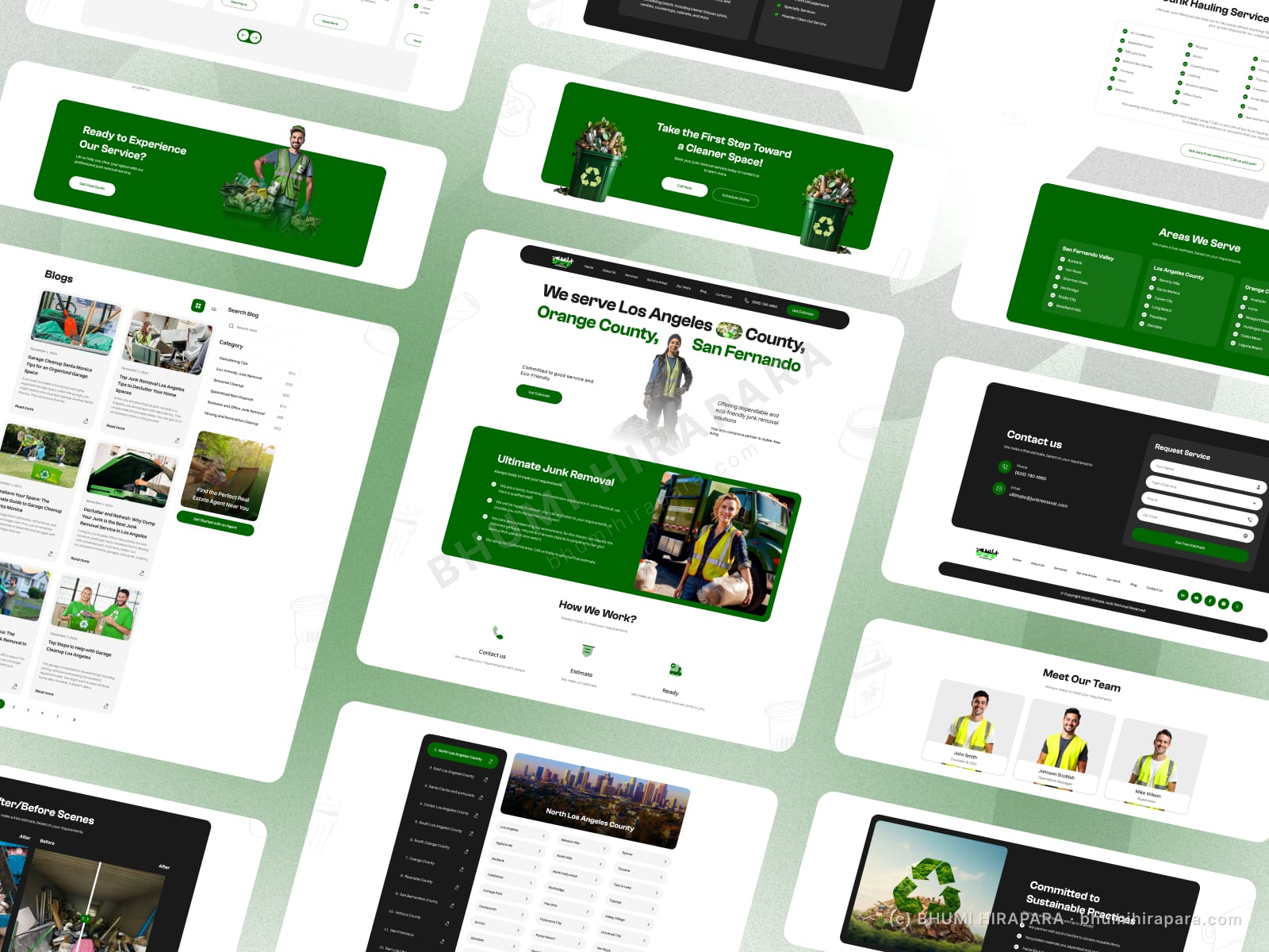 Ultimate Junk Removal website - services and features section