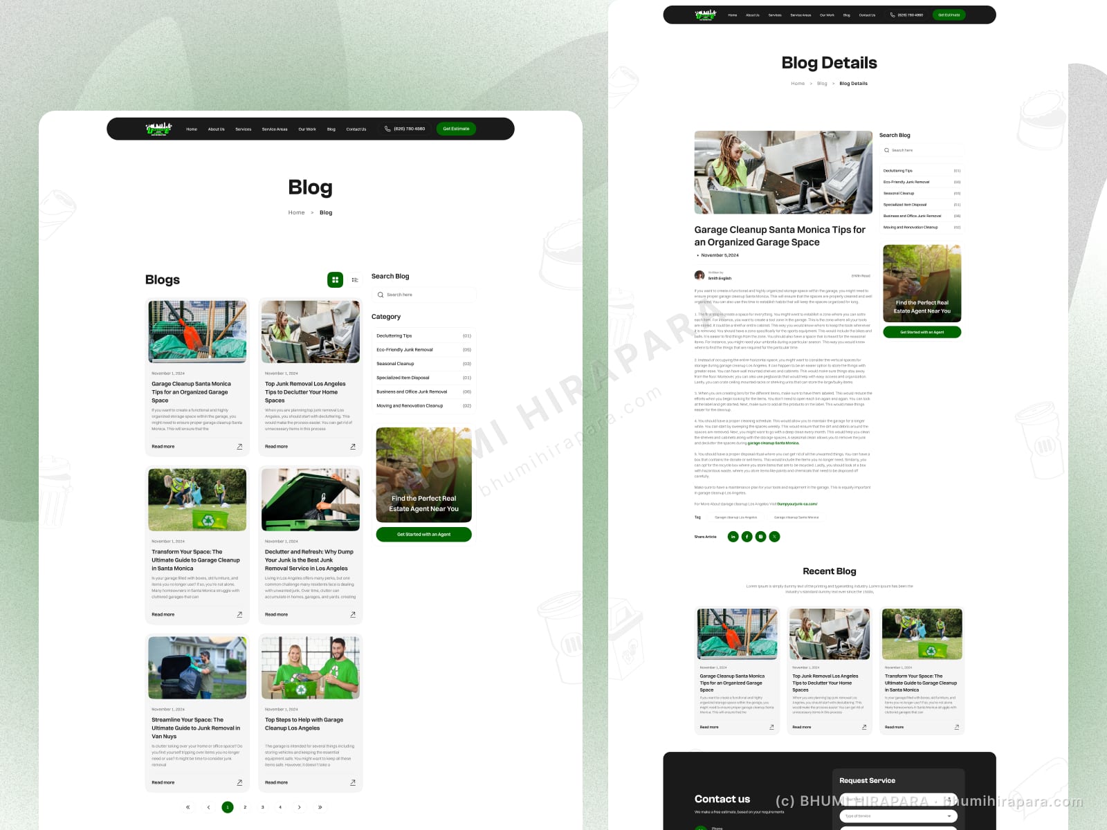Ultimate Junk Removal website - highlights and content section